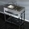 Fauceture KVSP3722A1 37" Stainless Steel Sink W/ Steel Console Sink Base, Chrome KVSP3722A1 - alternate 2